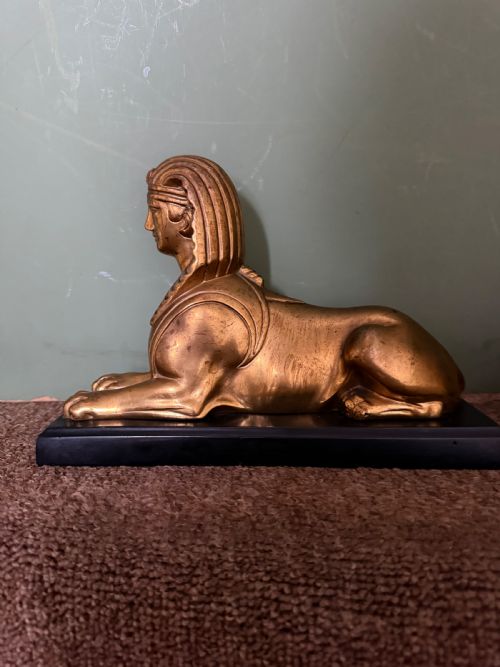 PAIR OF EARLY C19TH GILDED BRONZE STUDIES OF RECUMBENT SPHINXES ON RECTANGULAR PATINATED BRONZE PLINTH BASES - ADDITIONAL PHOTO 11