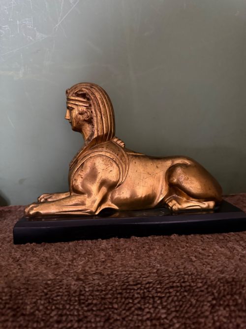 PAIR OF EARLY C19TH GILDED BRONZE STUDIES OF RECUMBENT SPHINXES ON RECTANGULAR PATINATED BRONZE PLINTH BASES - ADDITIONAL PHOTO 12