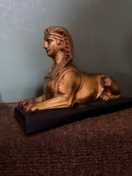 PAIR OF EARLY C19TH GILDED BRONZE STUDIES OF RECUMBENT SPHINXES ON RECTANGULAR PATINATED BRONZE PLINTH BASES - ADDITIONAL PHOTO 17