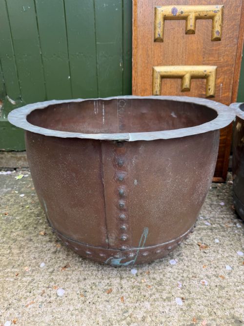 MATCHED PAIR OF C19TH WEATHERED COPPER COPPERS WITH GOOD PATINA AND VERDIGRIS SURFACE - ADDITIONAL PHOTO 4