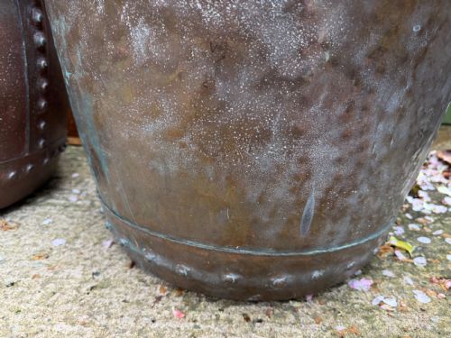 MATCHED PAIR OF C19TH WEATHERED COPPER COPPERS WITH GOOD PATINA AND VERDIGRIS SURFACE - ADDITIONAL PHOTO 7