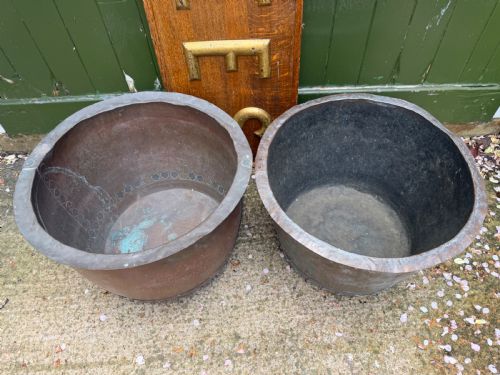 MATCHED PAIR OF C19TH WEATHERED COPPER COPPERS WITH GOOD PATINA AND VERDIGRIS SURFACE - ADDITIONAL PHOTO 8