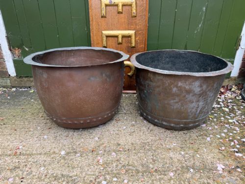 MATCHED PAIR OF C19TH WEATHERED COPPER COPPERS WITH GOOD PATINA AND VERDIGRIS SURFACE - ADDITIONAL PHOTO 9