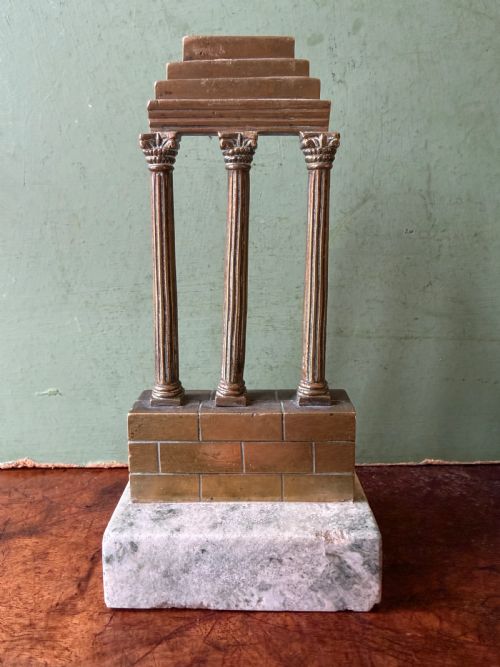 COLLECTION OF 3 LATE C19TH ITALIAN GRAND TOUR SOUVENIR POLISHED BRONZE MINIATURE ARCHITECTURAL TEMPLE RUIN MODELS OF THE FORO ROMANO - ADDITIONAL PHOTO 4