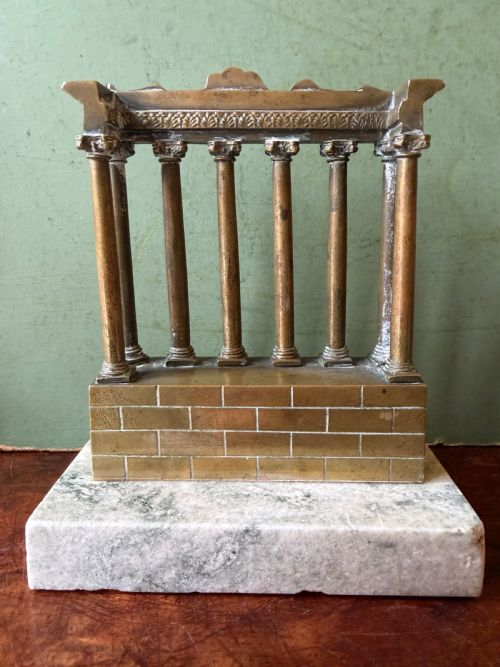 COLLECTION OF 3 LATE C19TH ITALIAN GRAND TOUR SOUVENIR POLISHED BRONZE MINIATURE ARCHITECTURAL TEMPLE RUIN MODELS OF THE FORO ROMANO - ADDITIONAL PHOTO 5