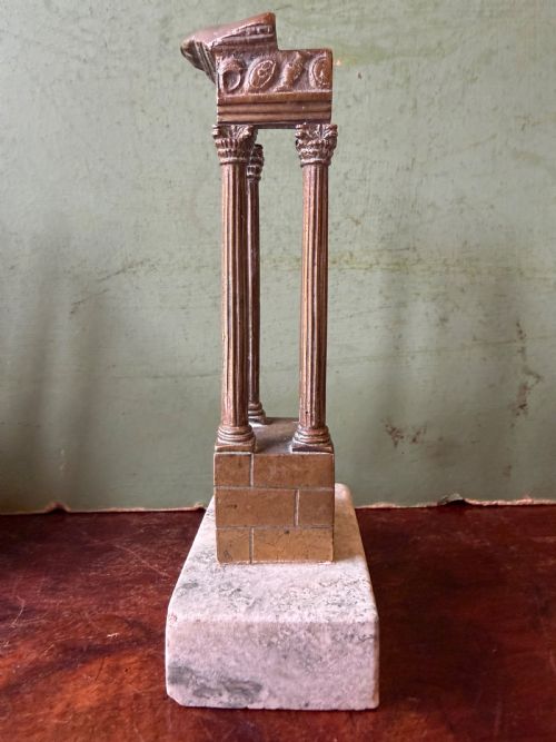 COLLECTION OF 3 LATE C19TH ITALIAN GRAND TOUR SOUVENIR POLISHED BRONZE MINIATURE ARCHITECTURAL TEMPLE RUIN MODELS OF THE FORO ROMANO - ADDITIONAL PHOTO 7