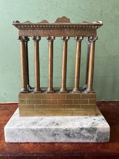 COLLECTION OF 3 LATE C19TH ITALIAN GRAND TOUR SOUVENIR POLISHED BRONZE MINIATURE ARCHITECTURAL TEMPLE RUIN MODELS OF THE FORO ROMANO - ADDITIONAL PHOTO 11