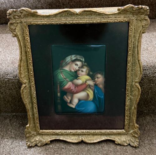 LATE C19TH EUROPEAN CONTINENTAL HANDPAINTED PORCELAIN PLAQUE AFTER THE RENAISSANCE MASTER RAPHAEL - ADDITIONAL PHOTO 4