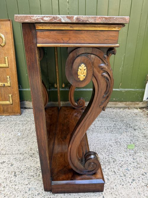 EARLY C19TH REGENCY PERIOD ROSEWOOD AND PARCELGILT INSET MIRRORBACK CONSOLE TABLE WITH FIGURED MARBLE TOP - ADDITIONAL PHOTO 19