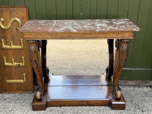 EARLY C19TH REGENCY PERIOD ROSEWOOD AND PARCELGILT INSET MIRRORBACK CONSOLE TABLE WITH FIGURED MARBLE TOP - ADDITIONAL PHOTO 25