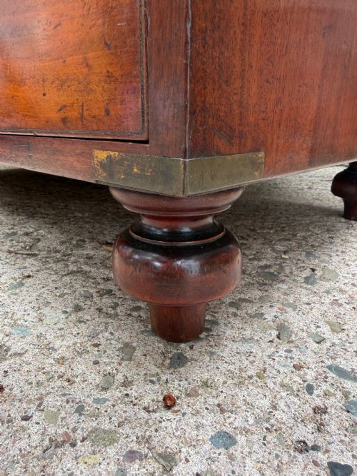 MID C19TH BRASSBOUND MAHOGANY OFFICERS MILITARY CAMPAIGN 2PART CHEST OF DRAWERS - ADDITIONAL PHOTO 21