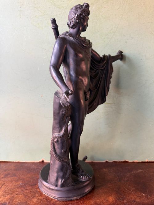 LATE C19TH ITALIAN GRAND TOUR BRONZE SOUVENIR REDUCTION AFTER THE ANTIQUE OF THE APOLLO BELVEDERE - ADDITIONAL PHOTO 5