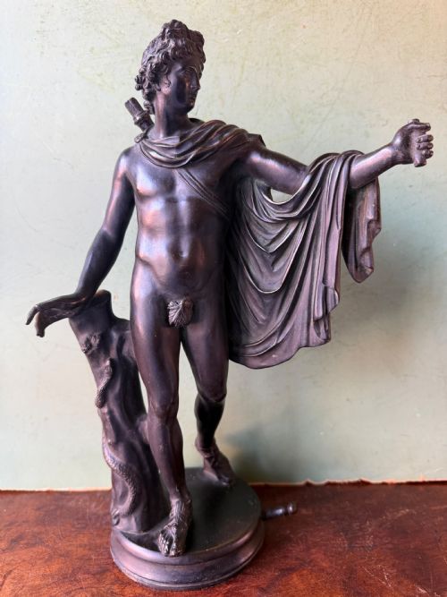 LATE C19TH ITALIAN GRAND TOUR BRONZE SOUVENIR REDUCTION AFTER THE ANTIQUE OF THE APOLLO BELVEDERE - ADDITIONAL PHOTO 14