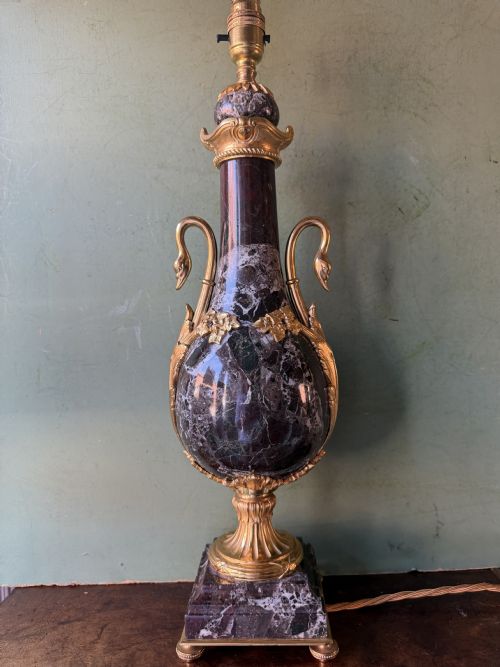 IMPOSING PAIR OF LATE C19TH EARLY C20TH FRENCH ORMOLUMOUNTED ROSSO LEVANTO MARBLE LAMPS IN THE C18TH LOUIS XVI TASTE - ADDITIONAL PHOTO 10