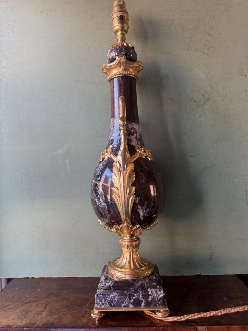 IMPOSING PAIR OF LATE C19TH EARLY C20TH FRENCH ORMOLUMOUNTED ROSSO LEVANTO MARBLE LAMPS IN THE C18TH LOUIS XVI TASTE - ADDITIONAL PHOTO 15