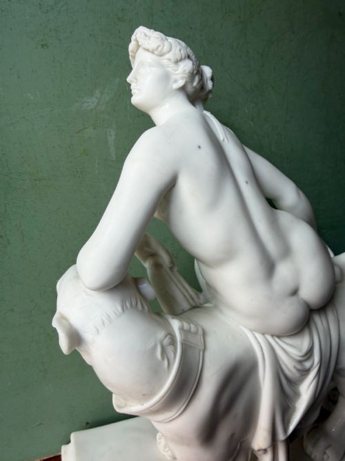 FINE LARGER SCALE LATE C19TH NEOCLASSICAL SWEDISH PARIAN PORCELAIN STUDY OF ARIADNE AND THE PANTHER AFTER JOHANN HEINRICH DANNECKER - ADDITIONAL PHOTO 8