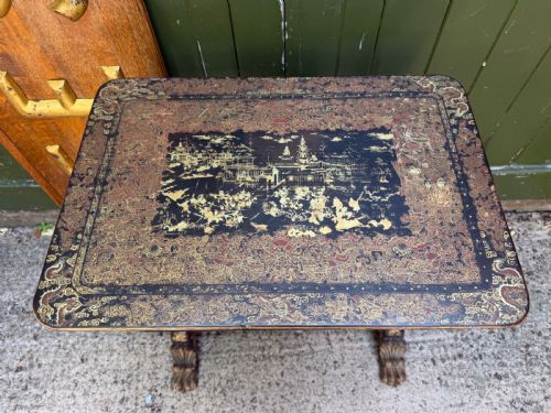 MID C19TH CHINESE EXPORT LACQUER SEWING OR LADIES WORKTABLE WITH GILDED DECORATION - ADDITIONAL PHOTO 2
