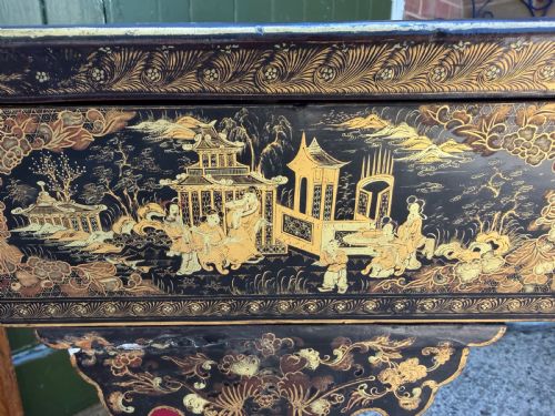 MID C19TH CHINESE EXPORT LACQUER SEWING OR LADIES WORKTABLE WITH GILDED DECORATION - ADDITIONAL PHOTO 26