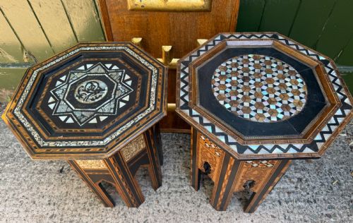 MATCHED PAIR OF LATE C19TH LIBERTY CO MOORISH STYLE OCTAGONAL OCCASIONAL TABLES - ADDITIONAL PHOTO 1