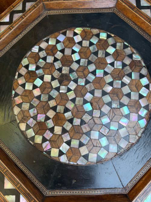 MATCHED PAIR OF LATE C19TH LIBERTY CO MOORISH STYLE OCTAGONAL OCCASIONAL TABLES - ADDITIONAL PHOTO 5