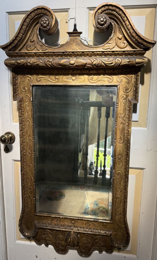 MID C19TH GEORGE II PERIOD STYLE CARVED GILTWOOD FRAMED PIER MIRROR - ADDITIONAL PHOTO 1