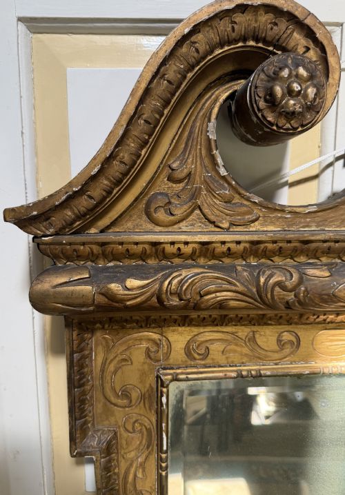 MID C19TH GEORGE II PERIOD STYLE CARVED GILTWOOD FRAMED PIER MIRROR - ADDITIONAL PHOTO 5