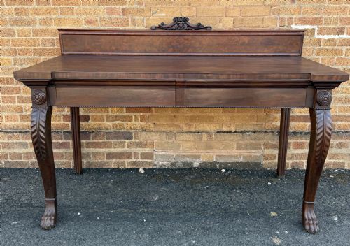 EARLY C19TH GEORGE IV PERIOD MAHOGANY SERVING TABLE OF IMPOSING SCALE AND BOLD DESIGN PROBABLY IRISH - ADDITIONAL PHOTO 20