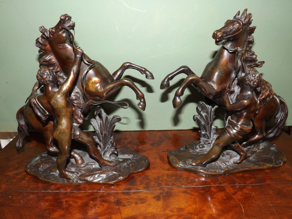 Pair C19th French bronze 'Marly Horses'.