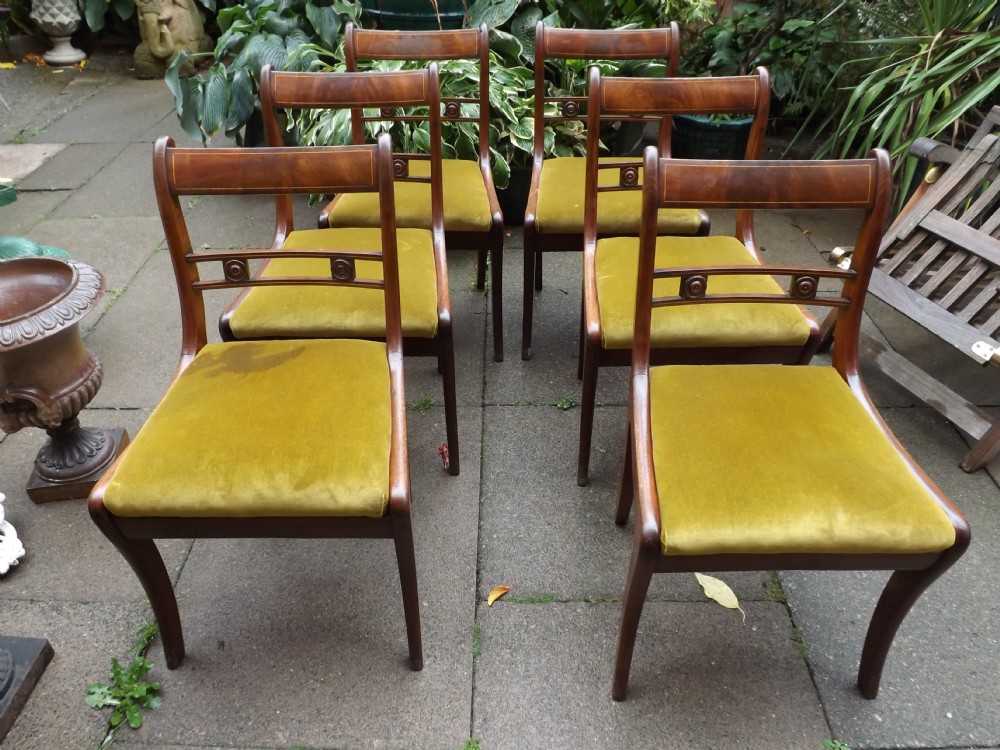 Set of 6 Regency period mahogany dining chairs.