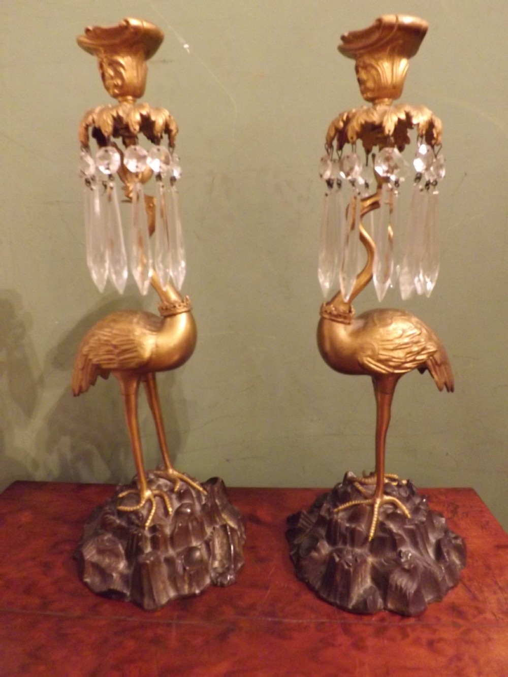 Pair of C19th William IV period bronze and ormolu candlesticks