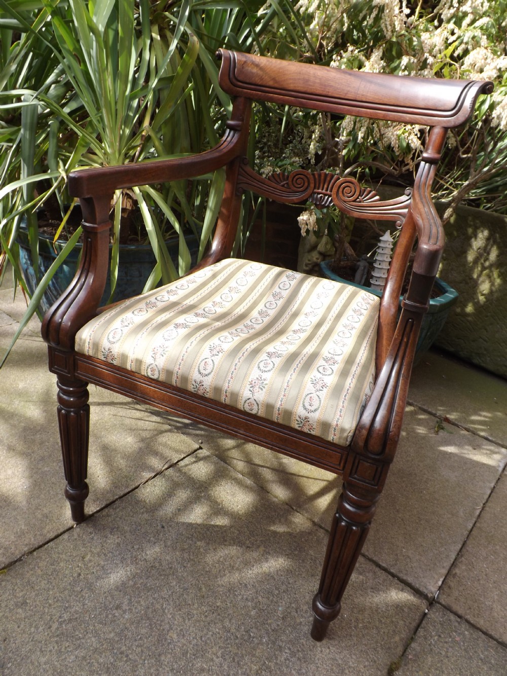 C19th Regency period mahogany desk or library armchair.