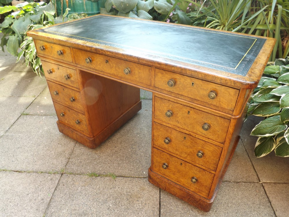 Rare mid C19th pollard oak pedestal desk .