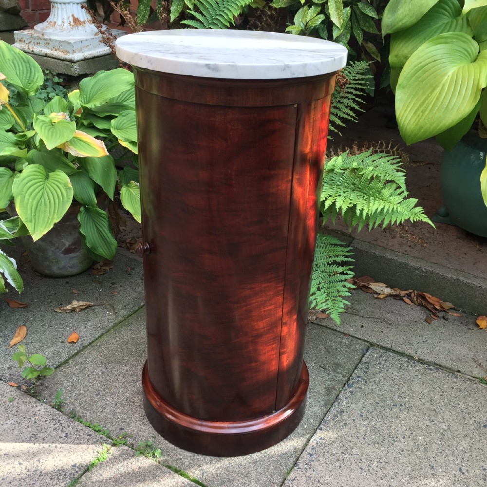 C19th George IV period mahogany cylindrical column bedside cupboard 