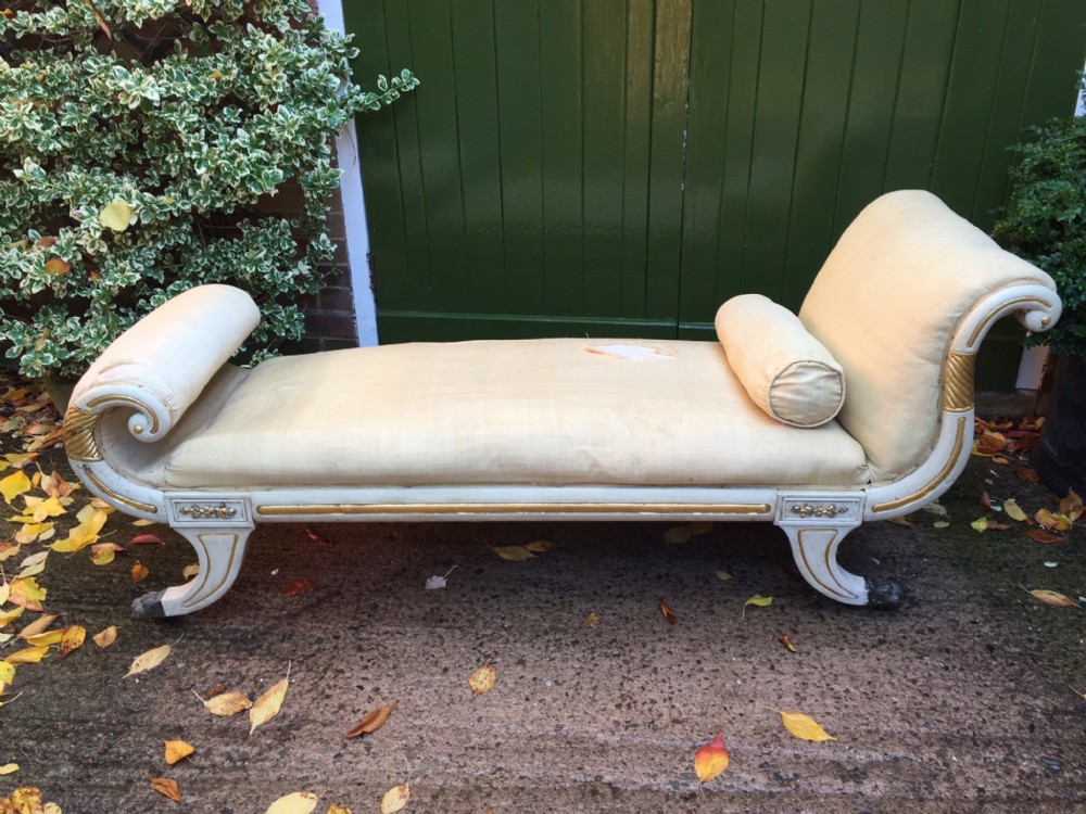 Early C19th Regency period scroll-end day-bed .