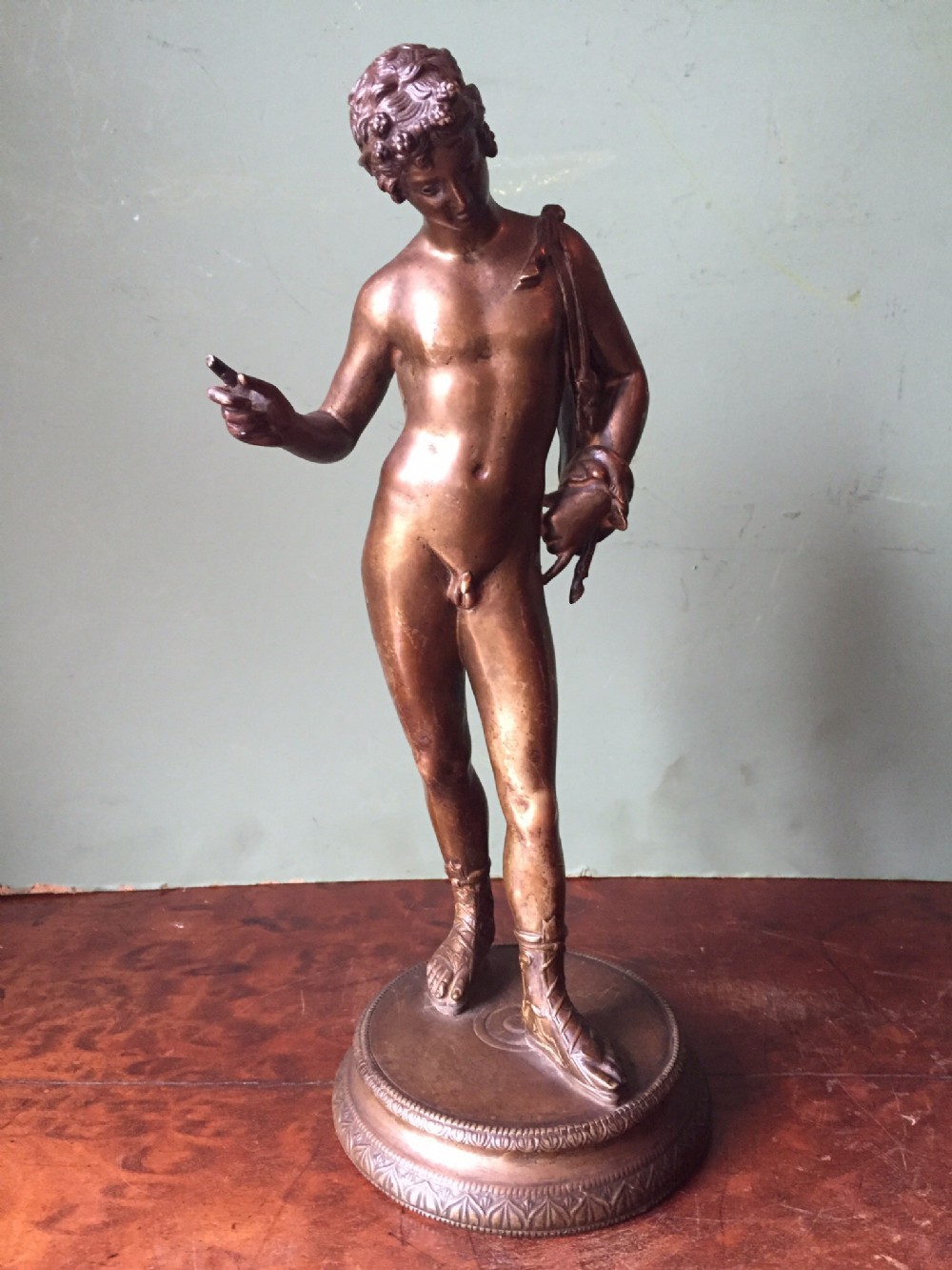C19th 'Grand Tour' souvenir gilded bronze sculpture after the antique,of Dionysus, known as 
