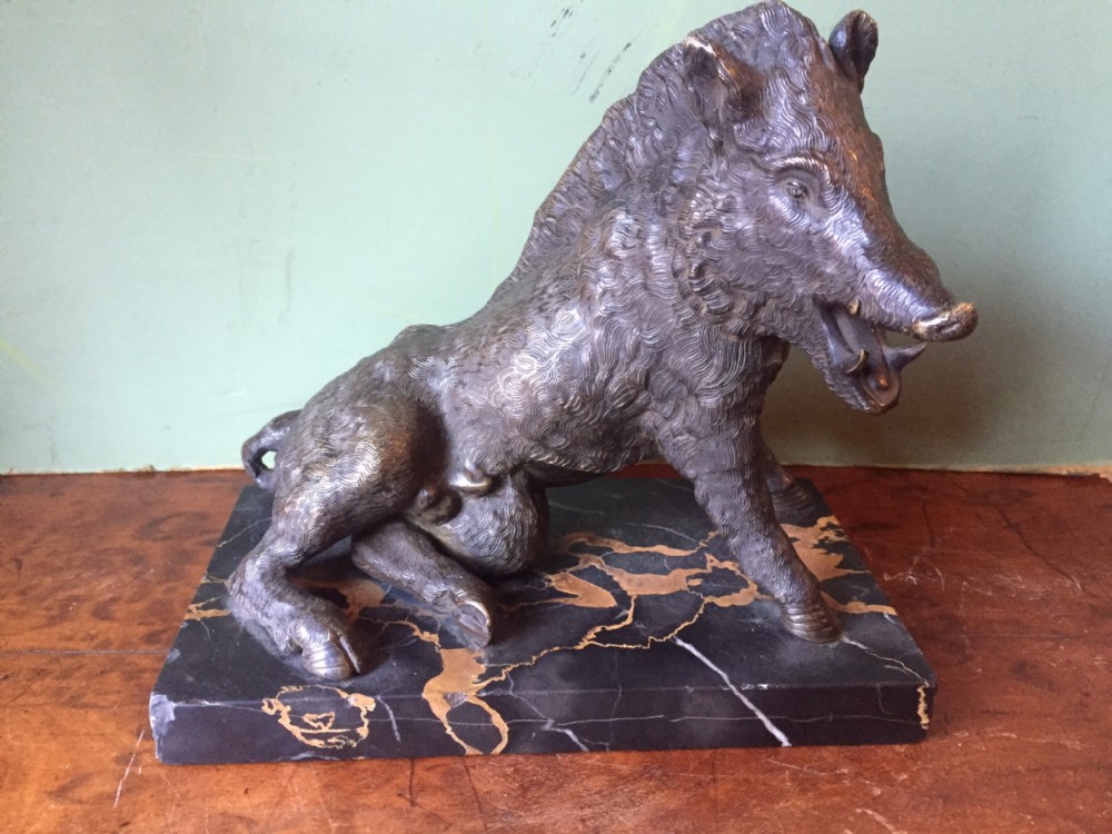 C19th Italian bronze 'Grand Tour' souvenir sculpture after the antique, of the Ufizzi boar or 