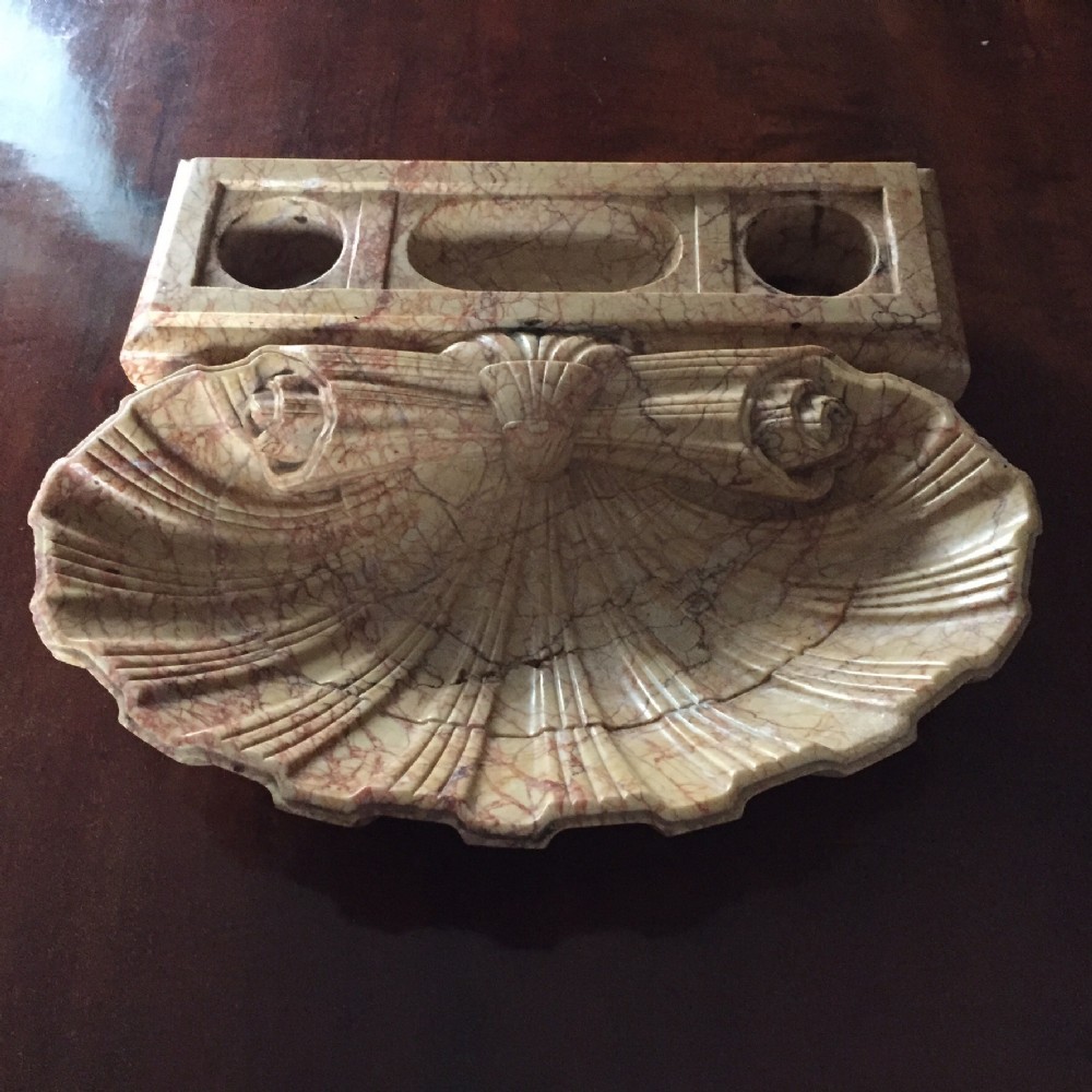 Fine late C19th carved marble 'Grand Tour' souvenir ink-stand, probably Maltese by Darmanin.