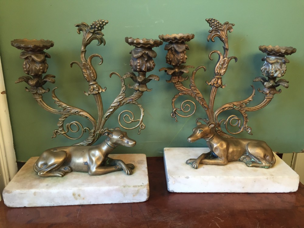 Pair of early C19th Regency period gilded bronze candelabra.