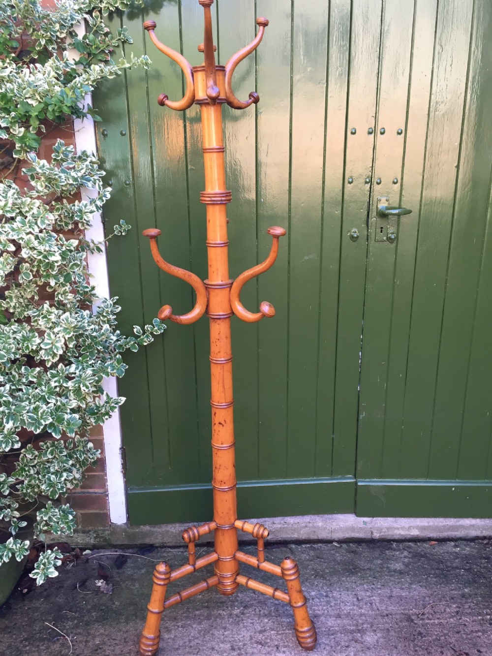Late C19th French turned-wood 'faux-bamboo' hat and coat stand.