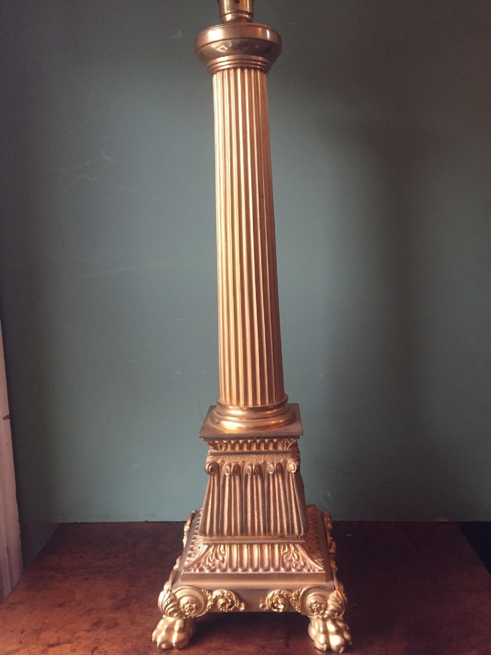 Early C19th French Charles X period ormolu bronze Empire design lamp-base.