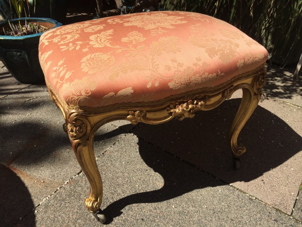 C19th French carved gilt-wood stool.