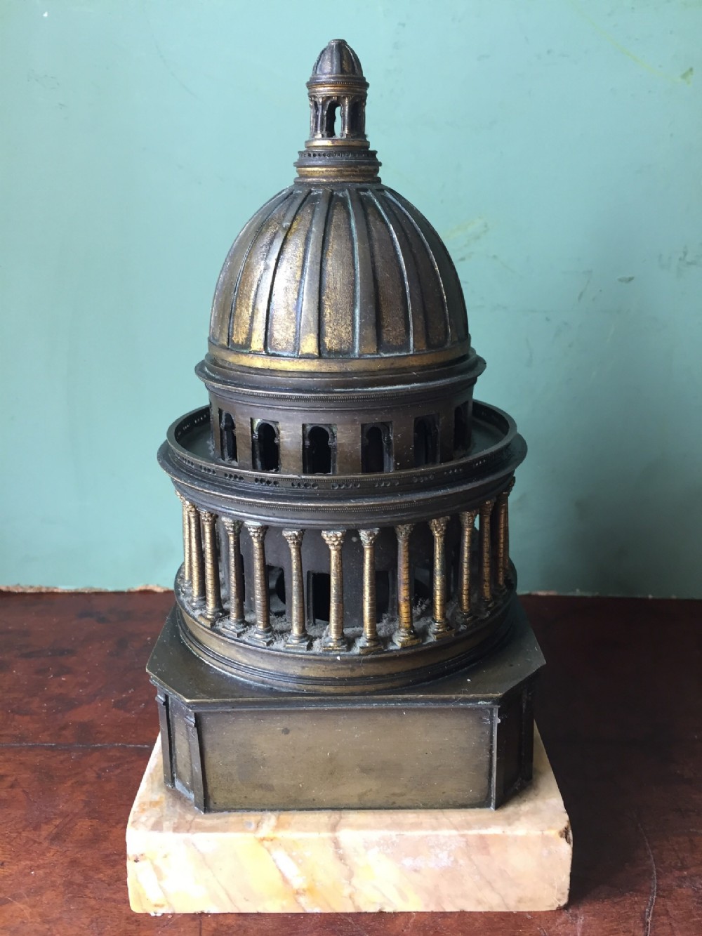 Fine C19th Italian gilded bronze 'Grand Tour' souvenir architectural model of a Cathedral dome or 'Tempietto'.