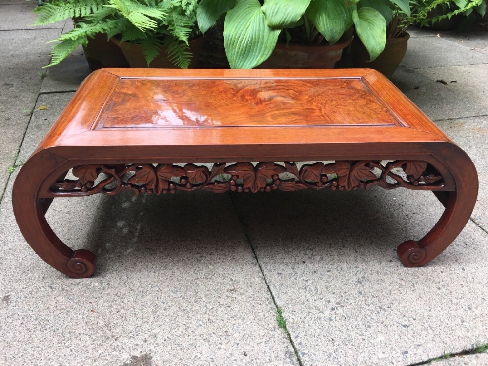 Late C19th Chinese Qing dynasty hardwood scroll-end 'kang' table.