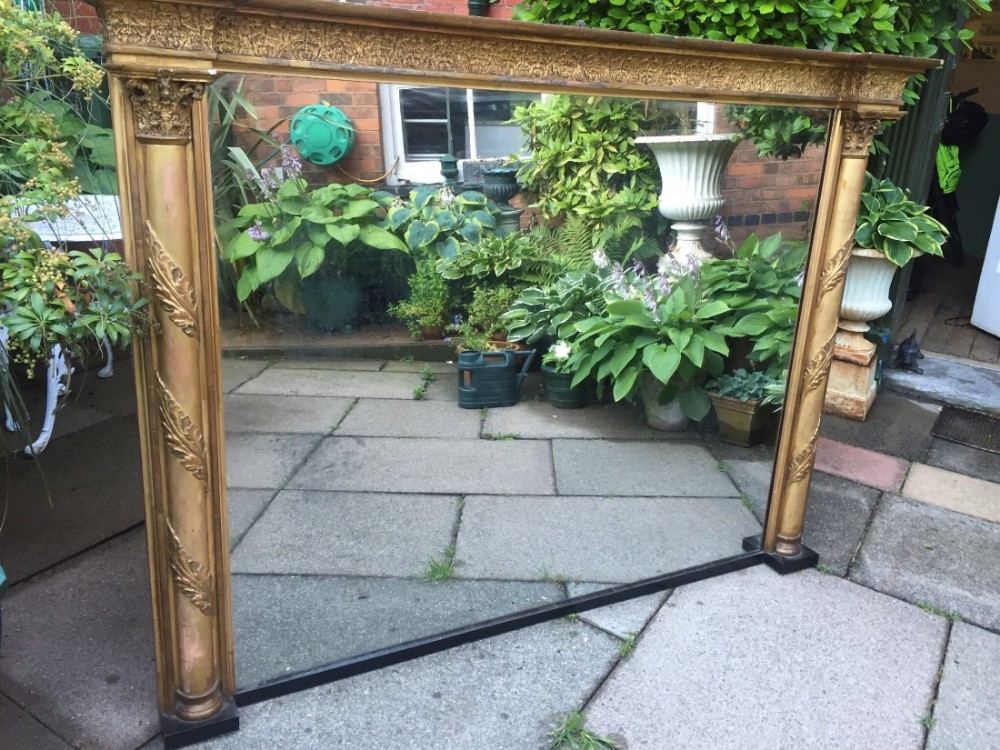 Early C19th Regency gilt-wood classical design overmantel mirror of good large scale and proportion.