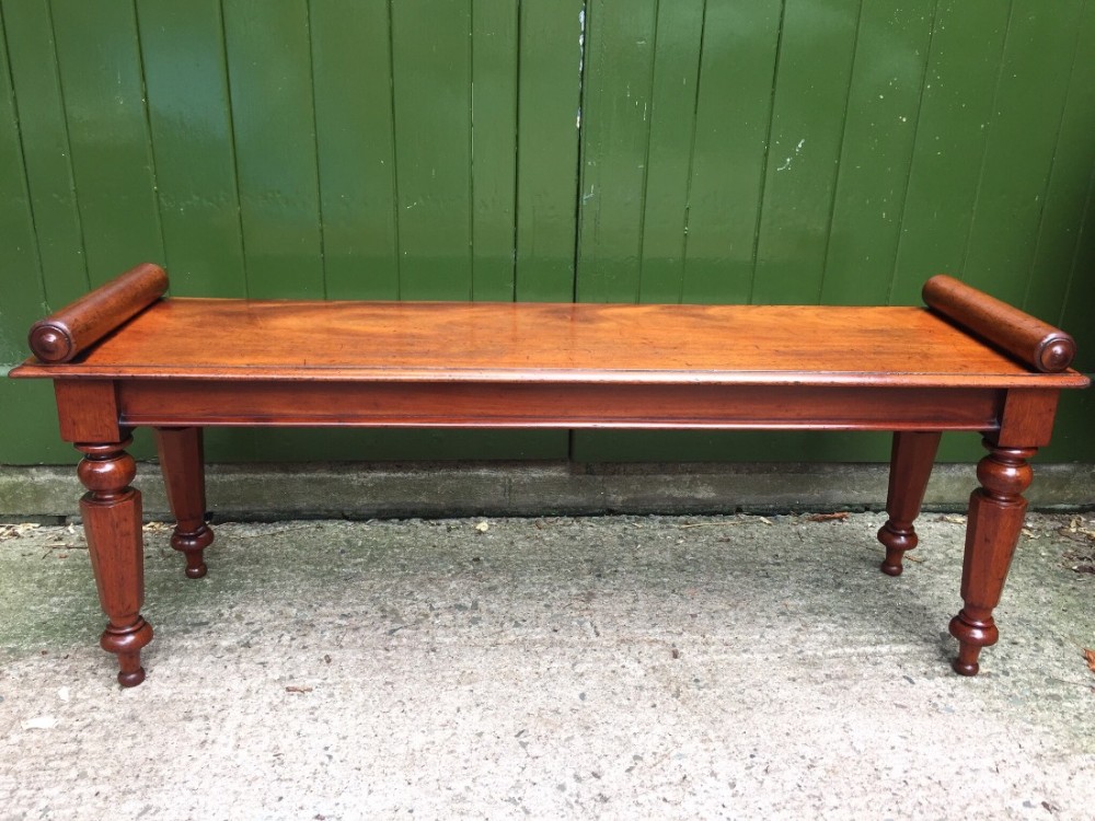 C19th William IV period mahogany hall-bench .