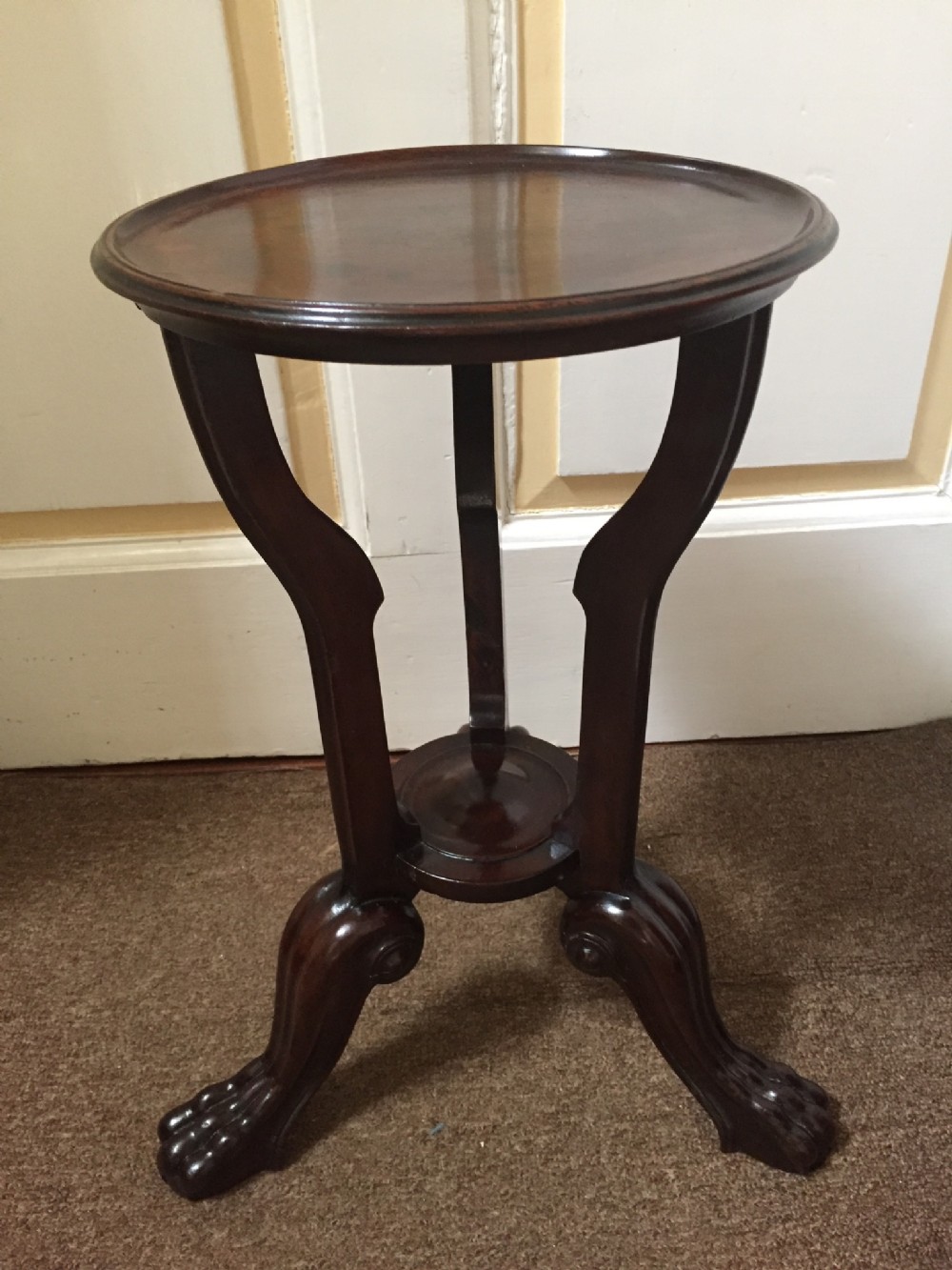 Late C18th George III period mahogany wine table or kettle-stand , probably Irish.