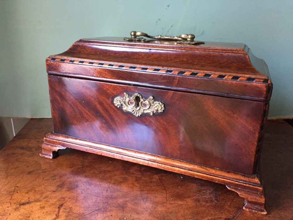 C18th George III Chippendale period mahogany tea chest or caddy.