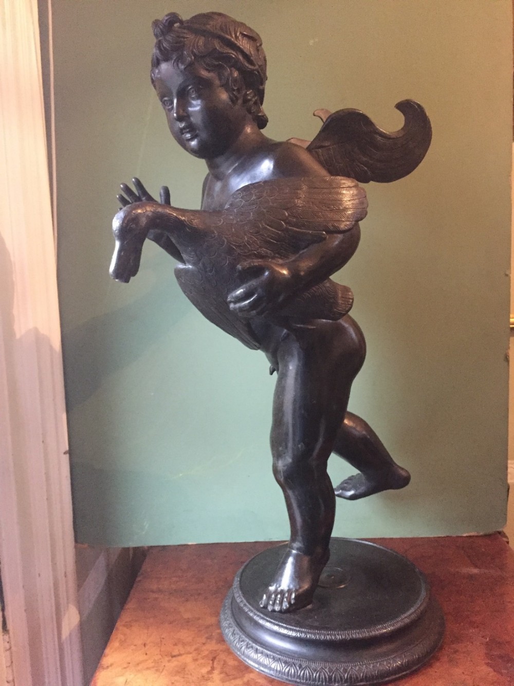 Late C19th Italian bronze 'Grand Tour' souvenir ,after the Roman ,fountain figure from Pompeii.
