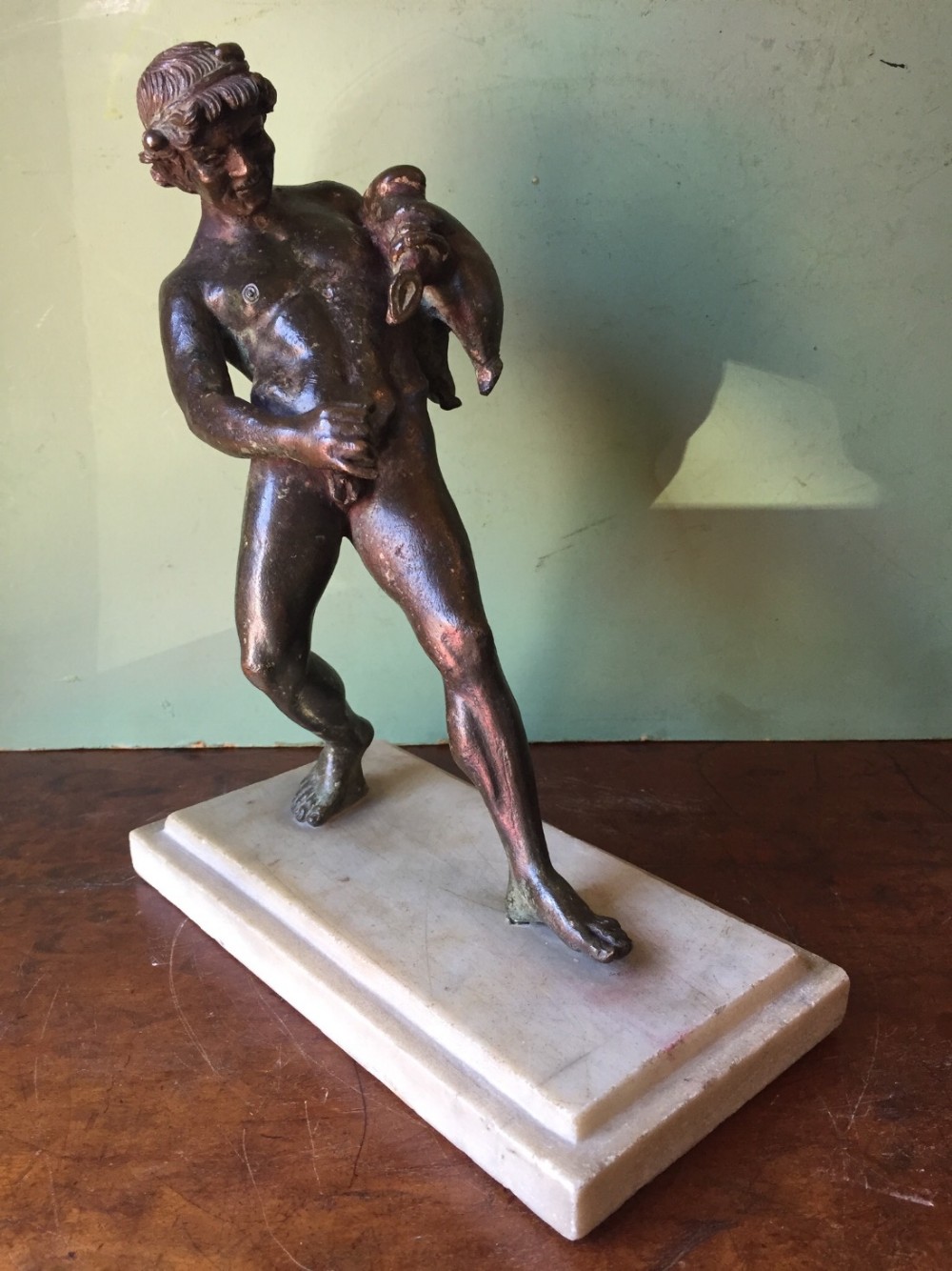C19th Italian 'Grand Tour' souvenir bronze figure,  after the antique, of the drunken faun .