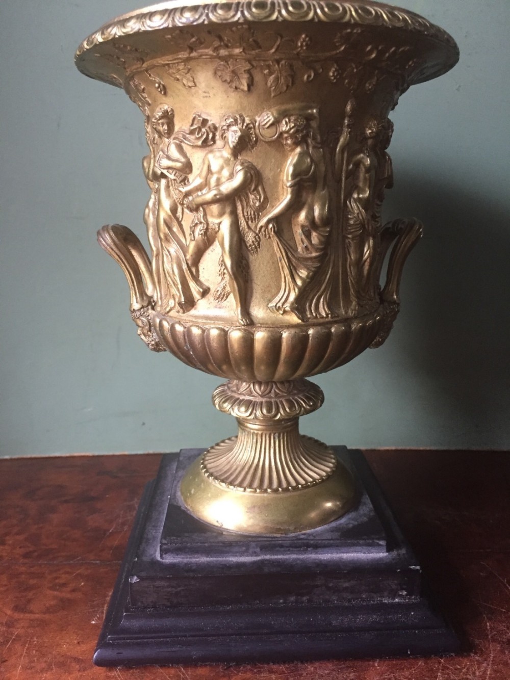 C19th French gilt bronze 'Grand Tour' souvenir of the Borghese vase , after the antique.